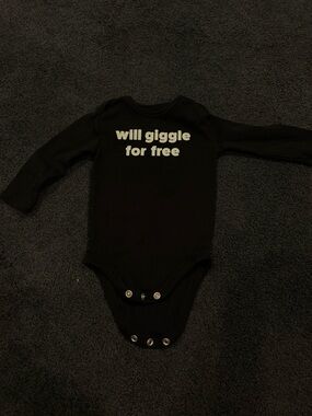 okie dokie Black Long-Sleeve One-Piece Bodysuit with White Text